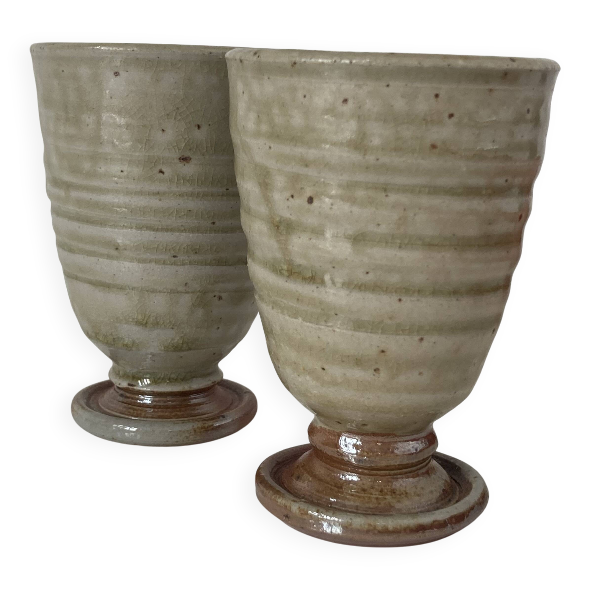 Pair of small stoneware vases from La Borne by Christine Pedley