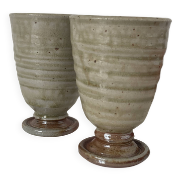 Pair of small stoneware vases from La Borne by Christine Pedley