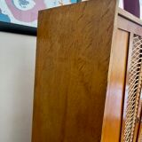Wood and rattan cabinet 60s