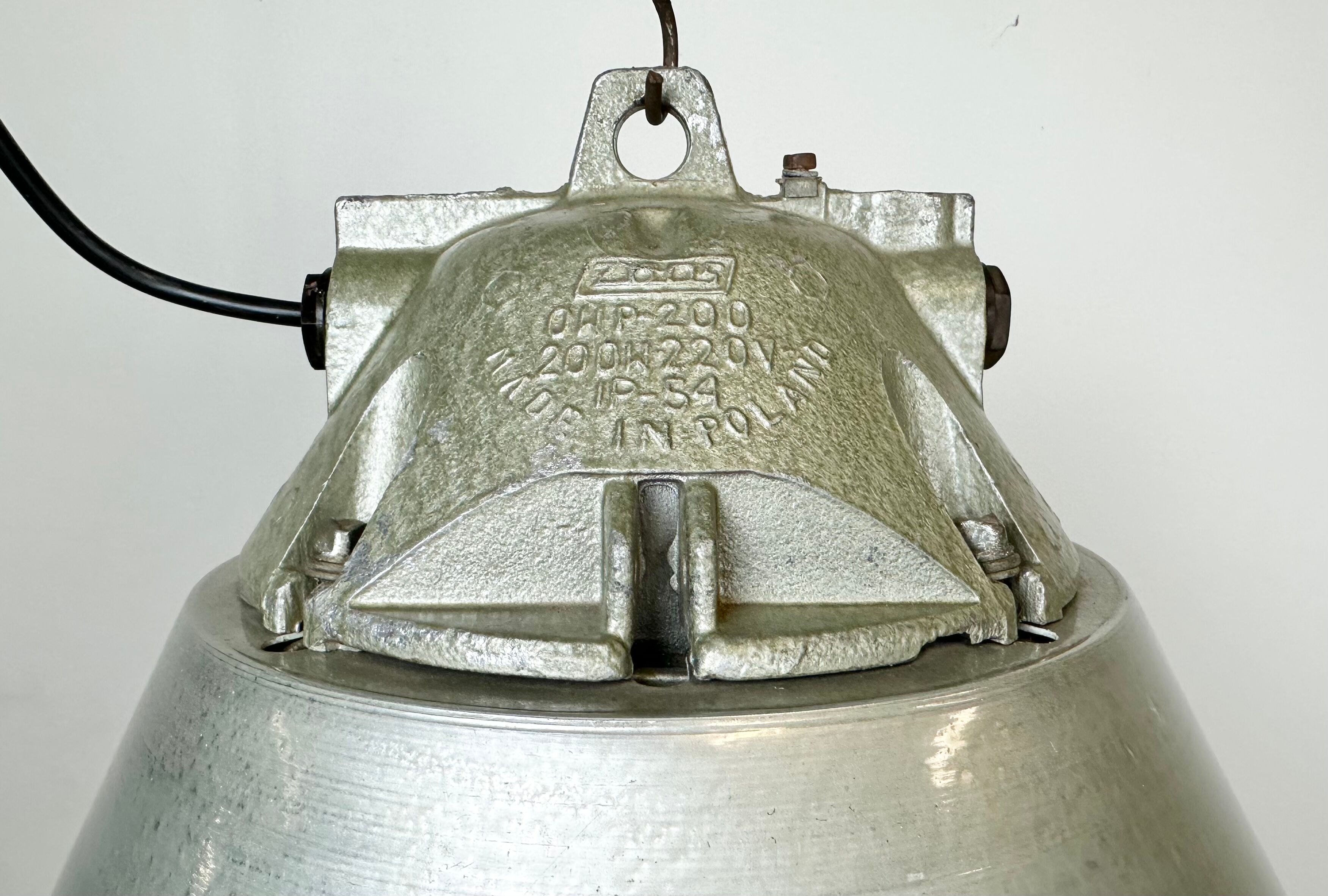 Grey Industrial Explosion Proof Lamp with Aluminium Shade from Zaos, 1970s