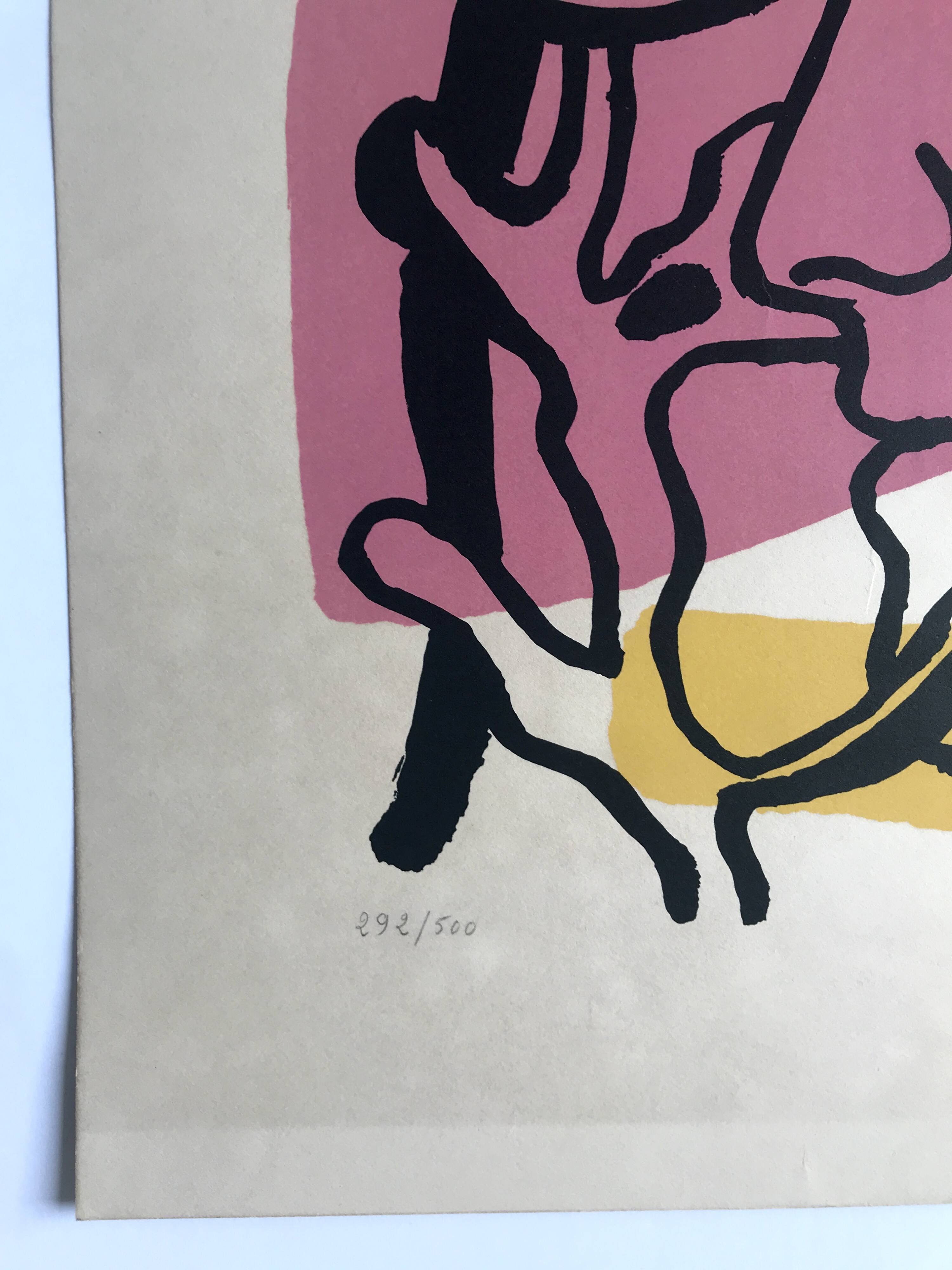 Fernand LEGER, Profile with Flower, c. 1948. Signed and stamped lithograph.