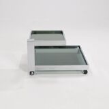 Serving bar cart in chrome and smoked glass, 1970s