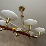 Vintage brass and opaline chandelier