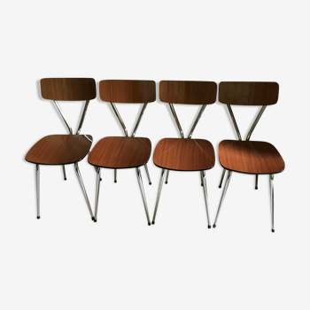 Lot de 4 chaises en formica signées Tublac