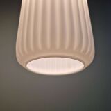 Pair of ribbed white opaline pendants, Philips, 1960s