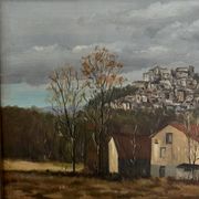 Huile sur toile par C. Theron Cordes-sur-Ciel Tarn 1991