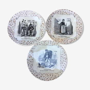 3 talking plates in earthenware