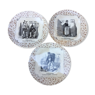 3 talking plates in earthenware