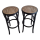 Paire de tabourets de bar cannés , en bois courbé