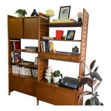 Modular Ladderax shelf in teak, 2 bays, Staples