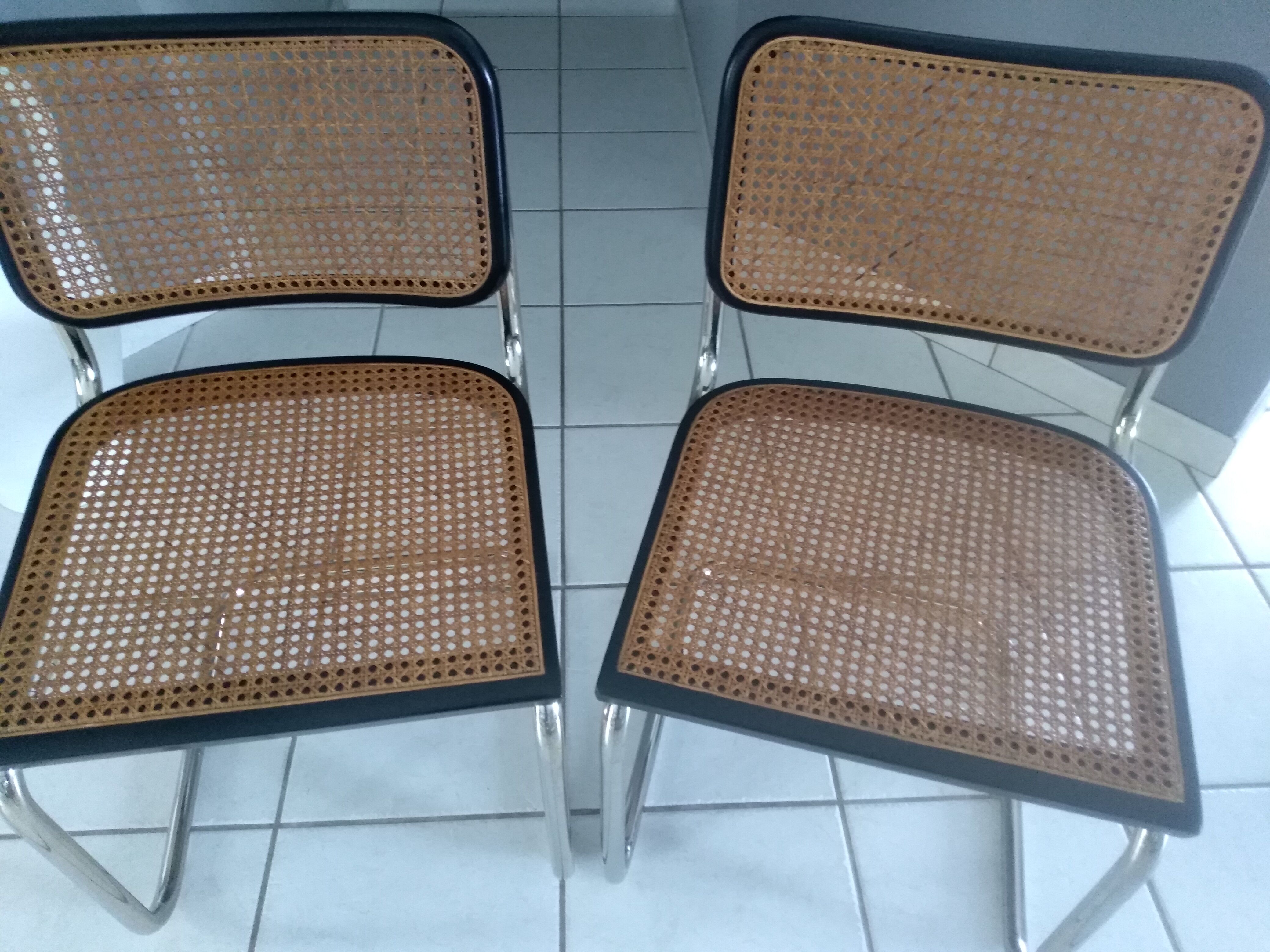 Pair of Chairs Cesca B32 by Marcel Breuer vintage year 1988