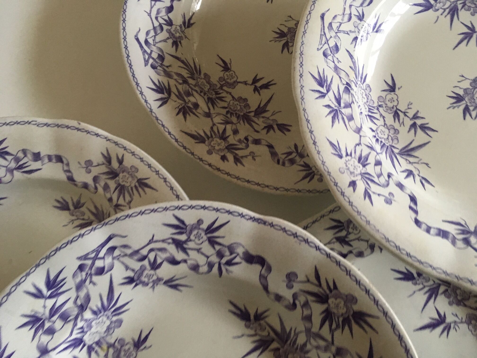 Set of 7 soup plates earthenware of Sarreguemines circa 1870 décor thorns