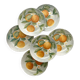 6 orange barbotine dessert plates from Saint Clément earthenware.