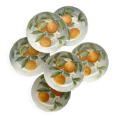 6 assiettes à dessert en barbotine orange faïence de Saint Clément