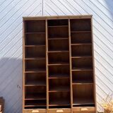 Triple filing cabinet with curtain in raw oak