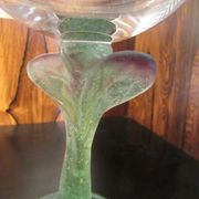 Daum coupe à champagne en cristal sur pied en pate de verre