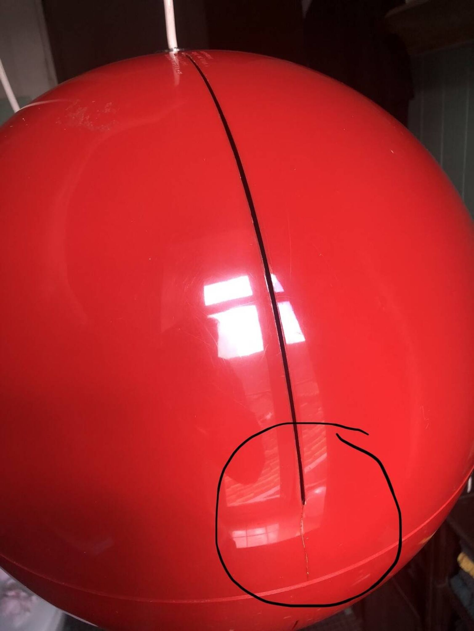 Lampe Artemide Pallade rouge, années 70