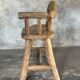 Small brutalist bench with backrest and armrests in Asian blonde teak H67 L6