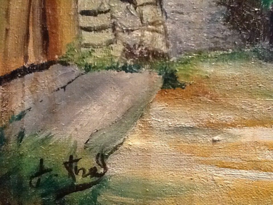 Huile sur toile XIXème village Franc-Comtois Vellexon-Queutrey-et-Vaudey (Haute-Saône)