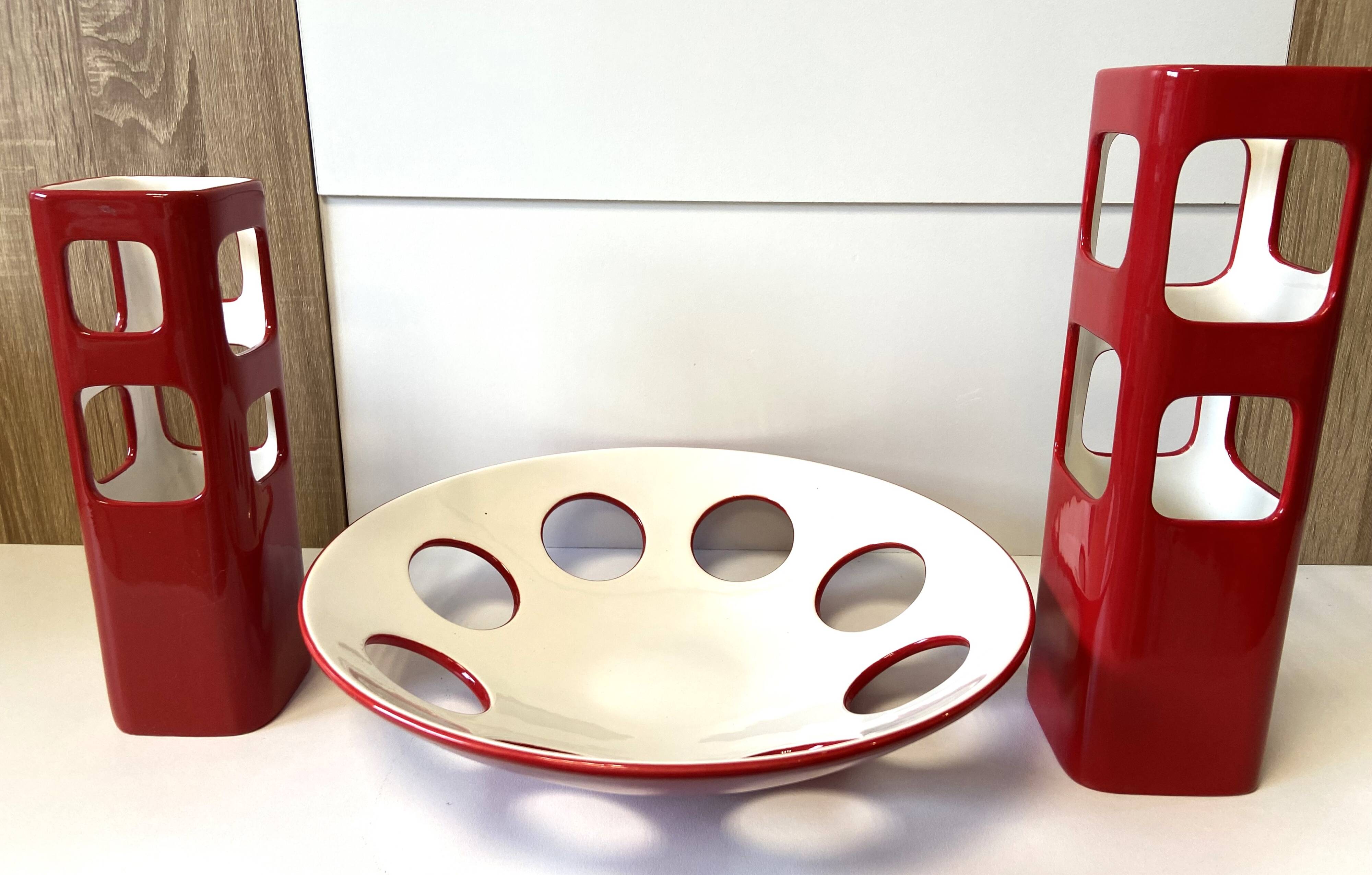 Modernist Ensemble Design Fine Glazed Earthenware Vase Bowl Lantern
