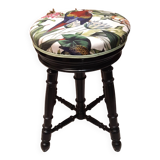 19th century Napoleon 3 piano stool with 4 turned legs, adjustable in height, restored to new