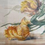 Aquarelle "Fleurs jaunes" signé J Mansat