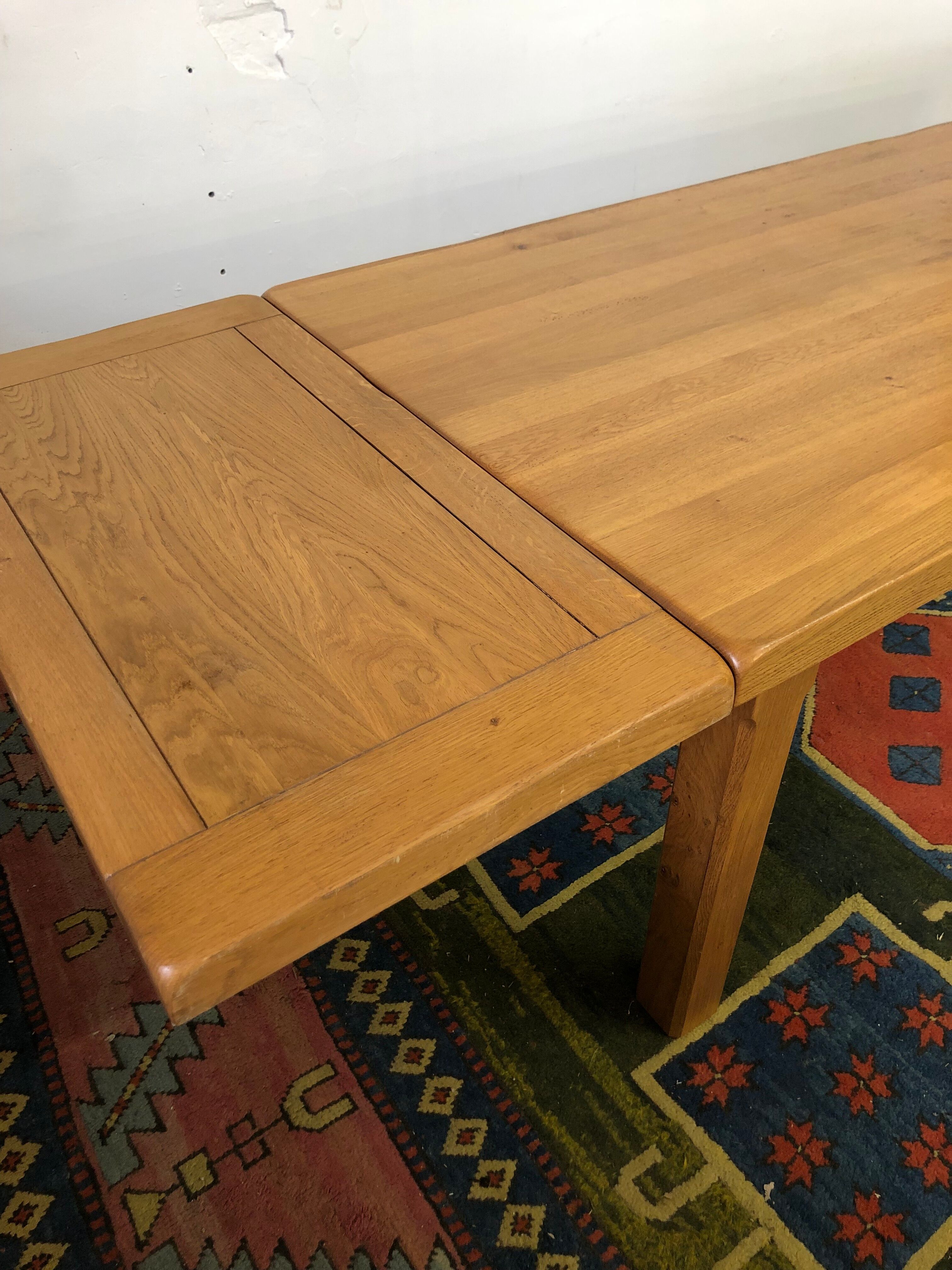 Solid oak table with extension cords