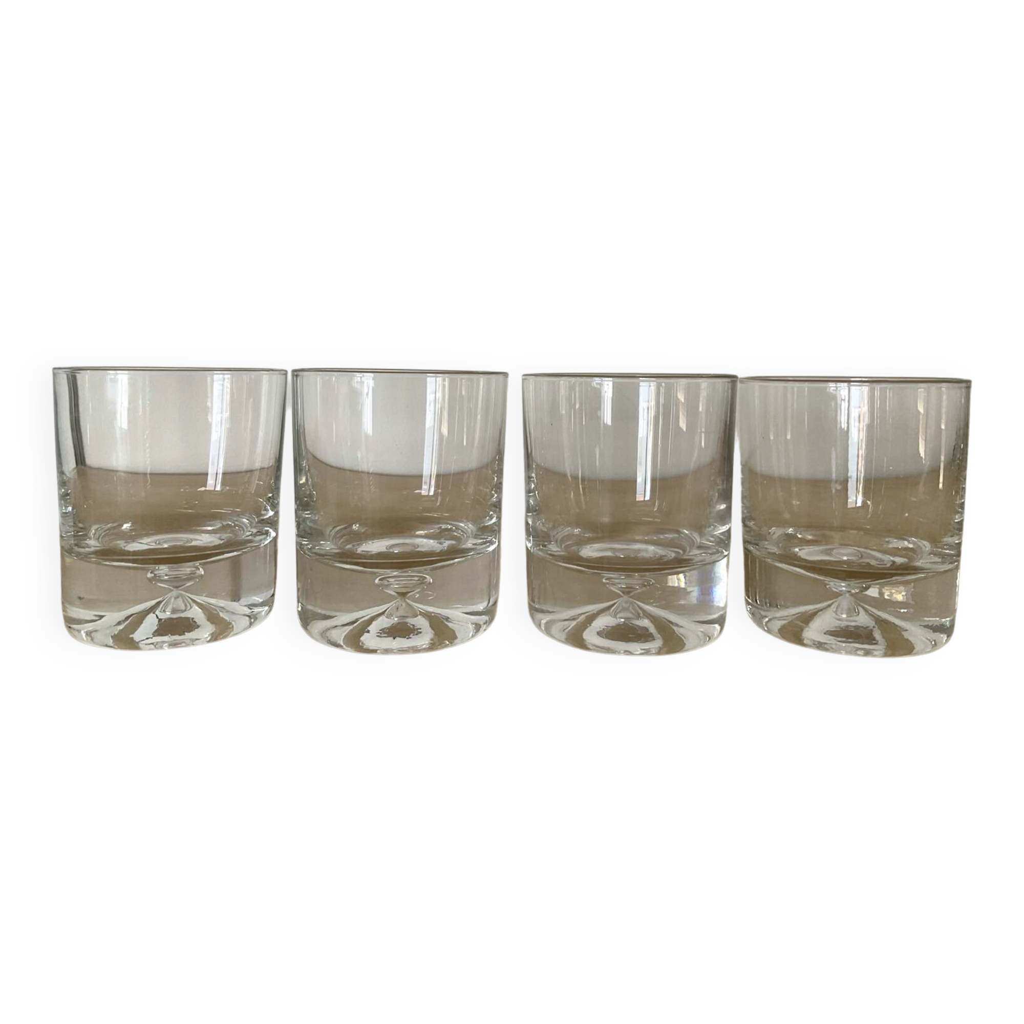 Kosta Boda Set of 4 Whiskey Glasses with Bubble Base