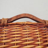 rectangular wicker storage pan with protective canvas cover