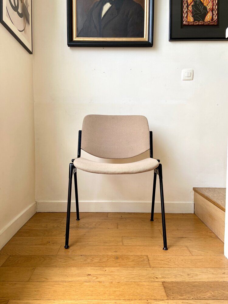 Chair DSC 106 by Giancarlo Piretti for Castelli 1970s' in beige cotton