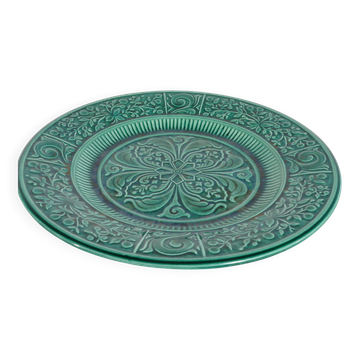 Grand plat scandinave moderne vert, céramique Arol, Halden Norvège, années 1950.