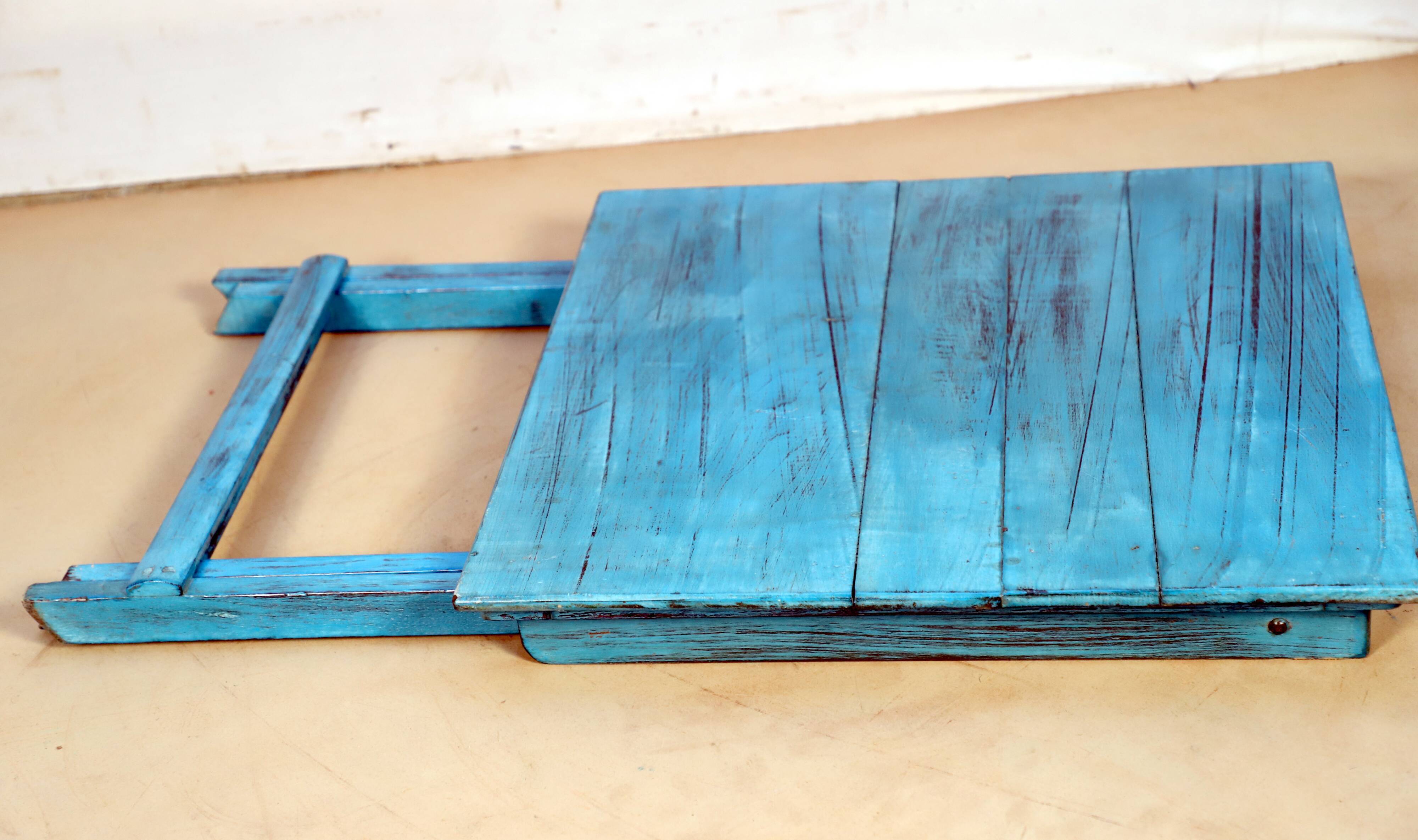 Old folding square table in Burmese teak