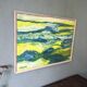Mid-Century Modern Swedish "Waves" Vintage Abstract Oil Painting, Framed