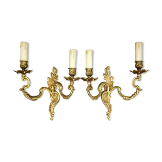 Paire d'appliques style Louis XV Lucien Gau Paris