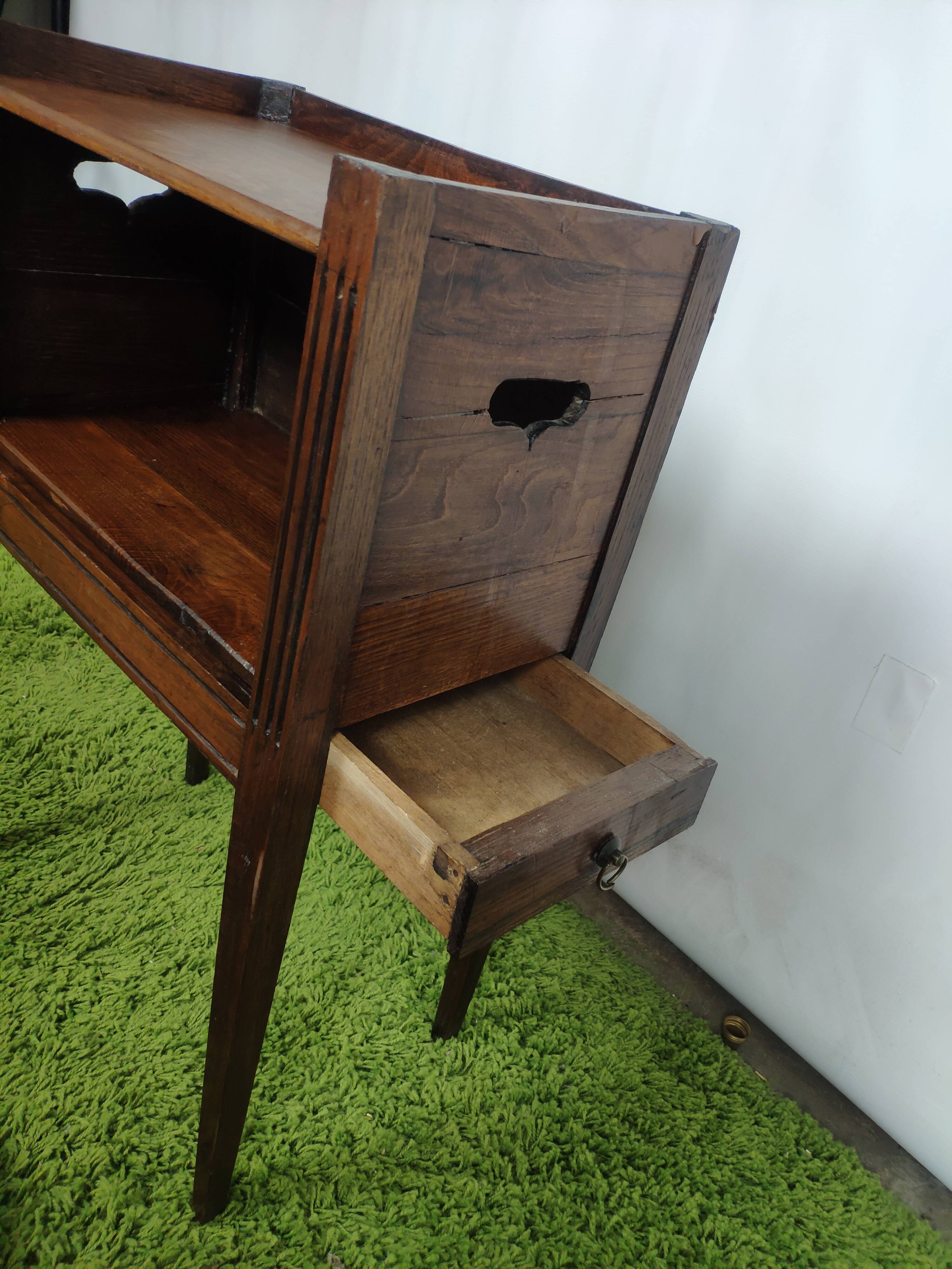 Old wooden bedside table