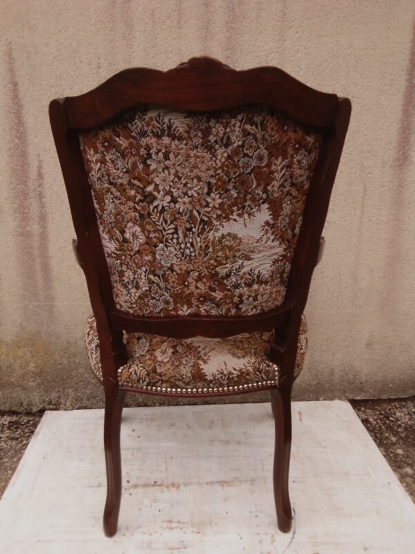 Fauteuil cabriolet avec assise et dossier en tapisserie