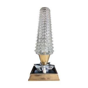 Lampe vintage laiton et verre ciselé