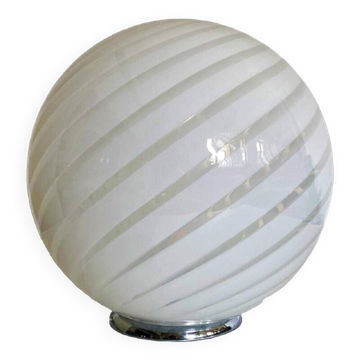 Contemporary Murano Style Spiral White Murano Glass Table Lamp