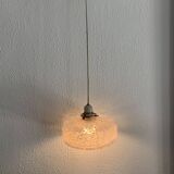 Vintage 1930s suspension pink clouded glass chandelier - 60 cm