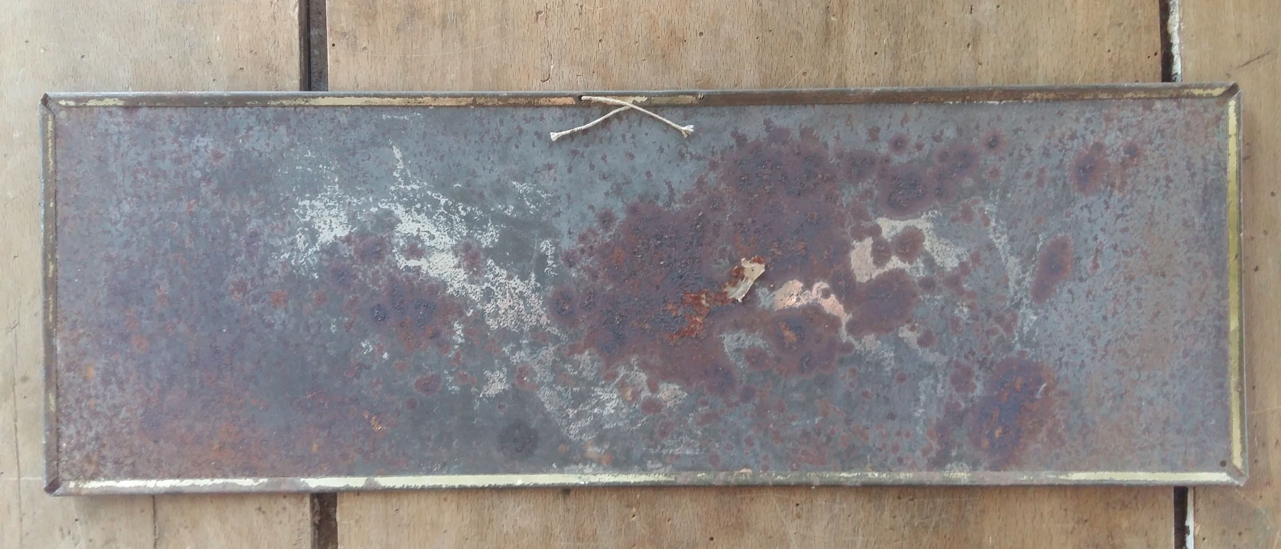 Old plate in sheet metal "La Meuse its fine beers" 16x48cm 50s