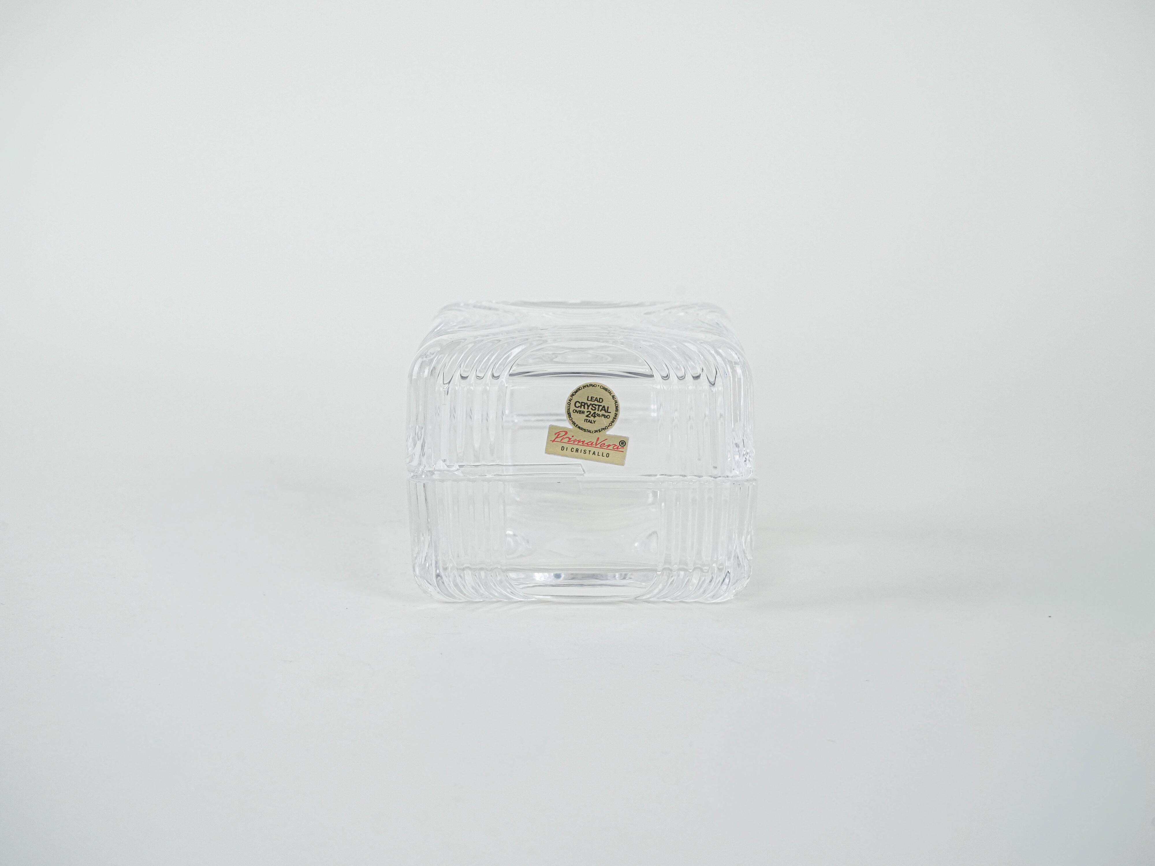 Crystal box, lead glass, Italian design, 1970s, manufacturer: Primavera di