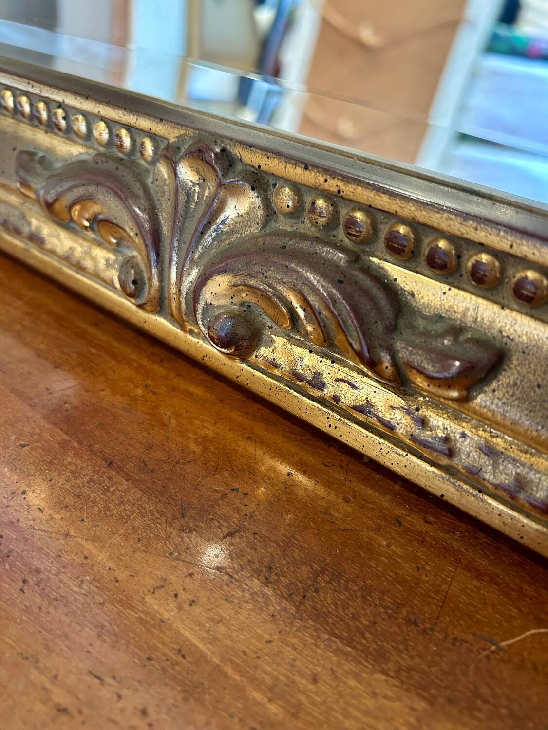 Large beveled mirror - Gold metal frame - Made in Belgium