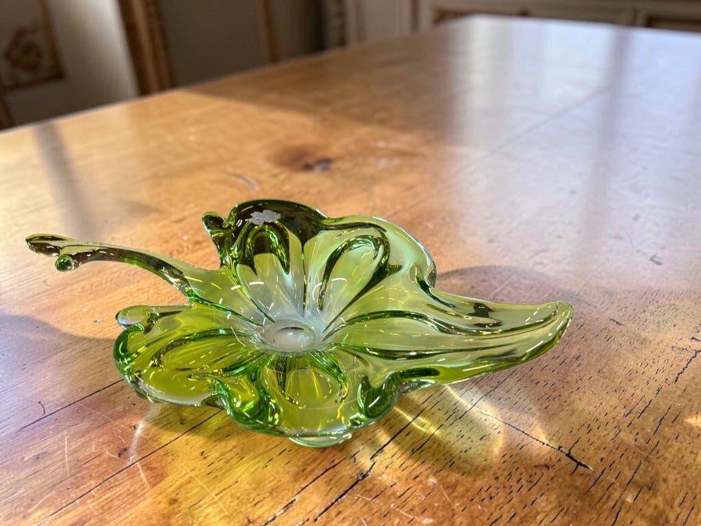 Vintage green Murano glass bowl