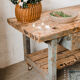 Green wooden workbench – 2 drawers