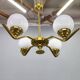 Adjustable Art Deco chandelier in brass with frosted glass, 1930s