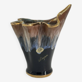 Vase en céramique vintage en forme de flamme