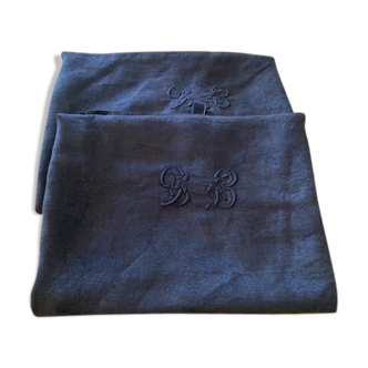 Pair of black monogrammed towels