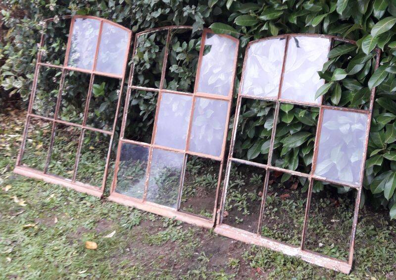 Industrial arched metal windows L73xH110 19th century glass roof