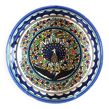 Grand plat décor au paon coloré