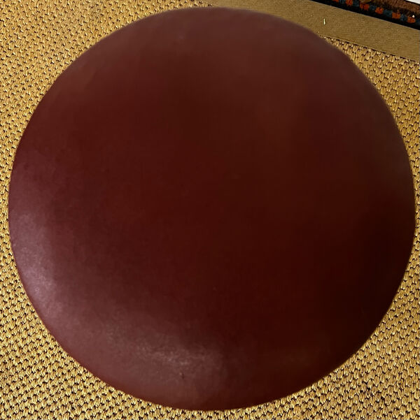 Tabouret à vis en bois et skaï